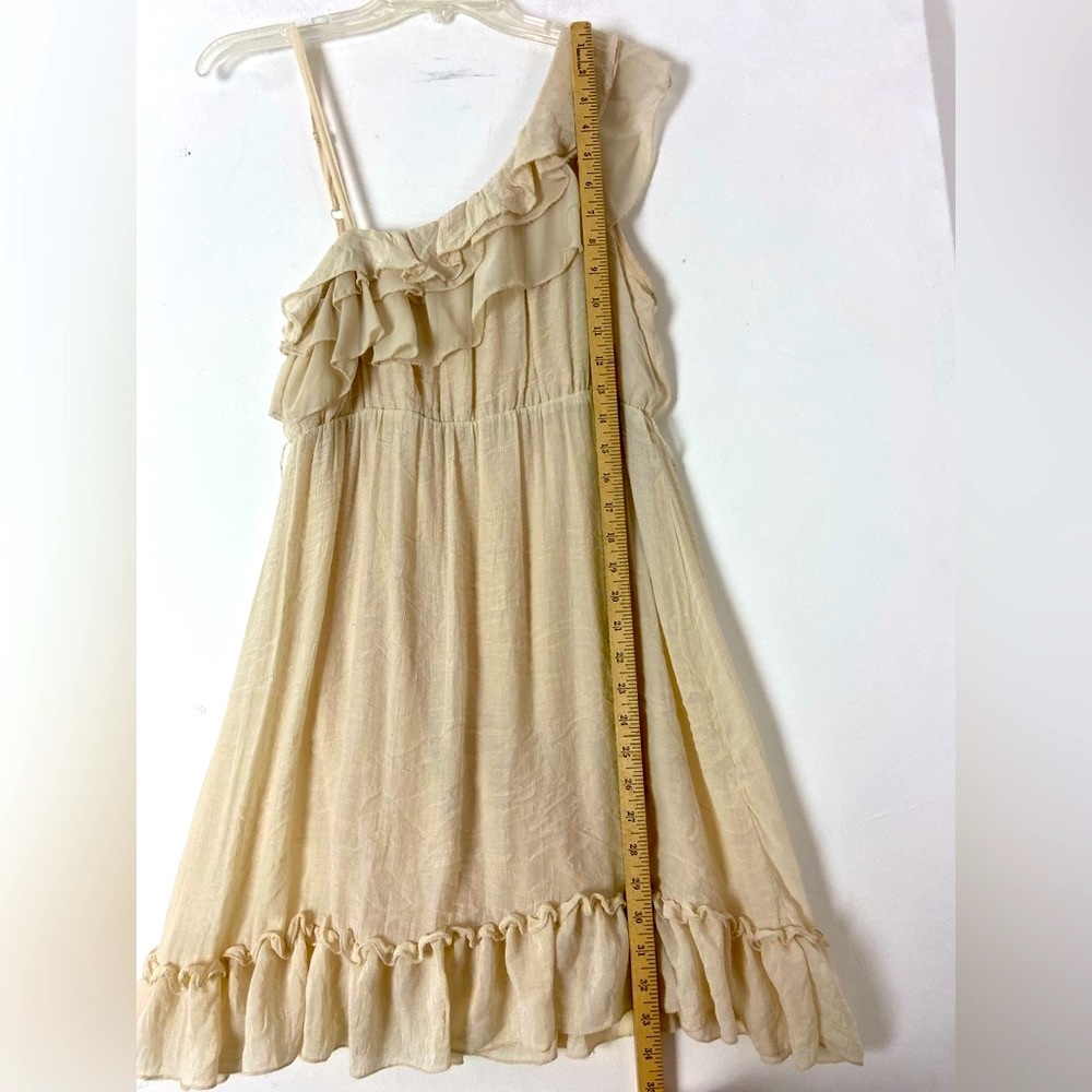 Miss Lili Womens Cream One shoulder Ruffle Dress SzL (sku331) - Picture 5 of 14